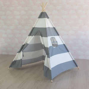 Alcazie Tent/Tepee - Grey and White Striped