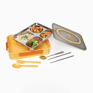 Alcazie Ben duck stainless steel 4 compartment lunchbox- 1000 ml