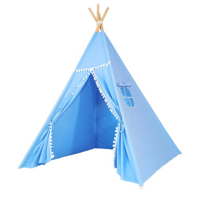 Alcazie Tent/Tepee - Light Blue with Pom Poms