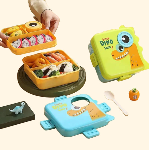 Alcazie 3D Dino plastic 5 compartment, leak-proof,800 ml lunchbox (BPA FREE)