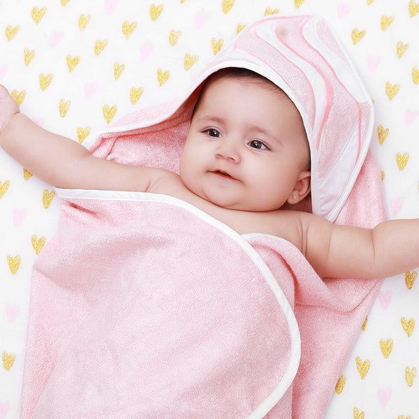 Alcazie Baby Bamboo Cotton Hooded Towel - Strawberry Swirl