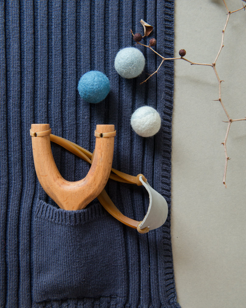 Wooden Slingshot & Felt Balls