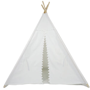 Alcazie Tent/Tepee - White with Pom Poms