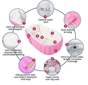 Alcazie Safe-O-Kid Baby Bath Tub with Multipurpose Baby Shower Cap - Purple