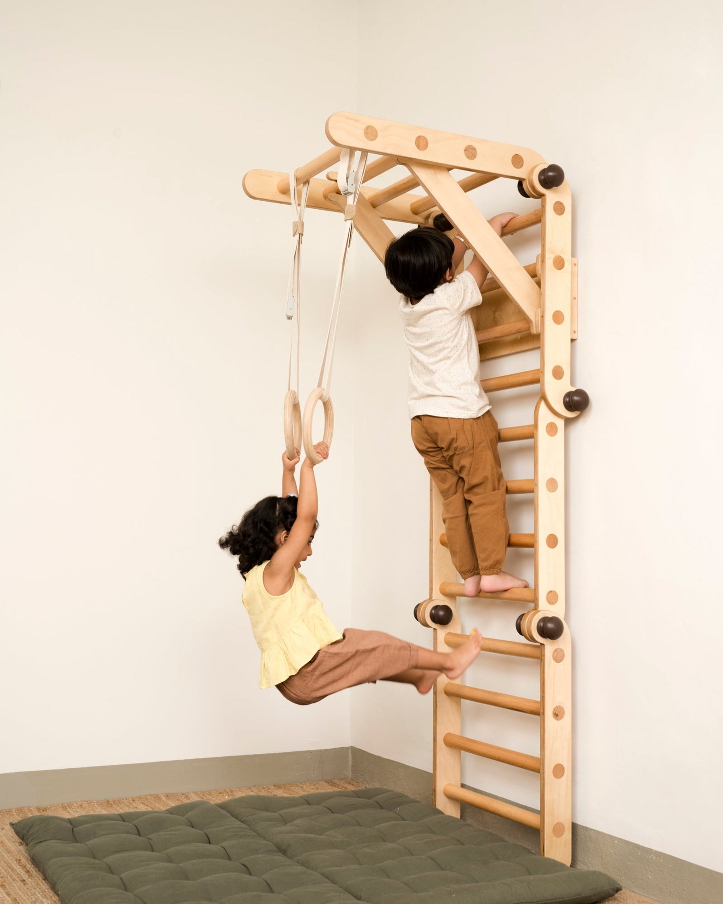 Gymnastic Rings or “Roman” Rings Attachment for Transformable Pikler Triangle