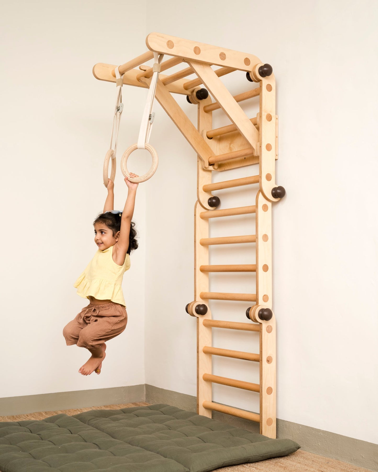 Gymnastic Rings or “Roman” Rings Attachment for Transformable Pikler Triangle