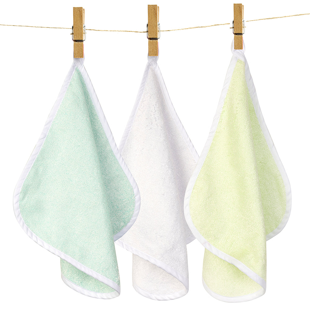 Alcazie Pack of 3 Bamboo Cotton Washcloth -  Blue