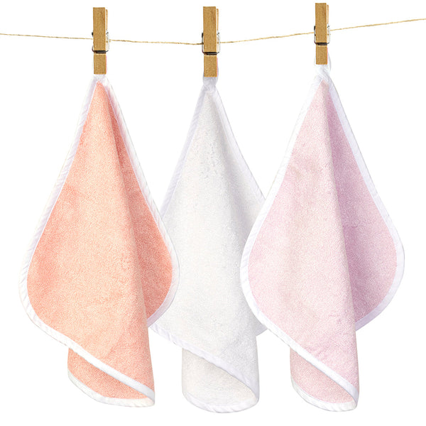Alcazie Pack of 3 Bamboo Cotton Washcloth - Pink