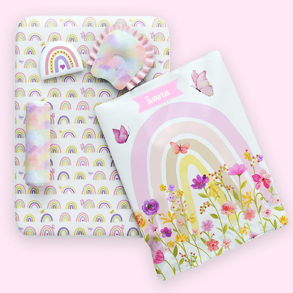 Alcazie 6 Pc Organic New Born Bed Set - Rainbow Dreams