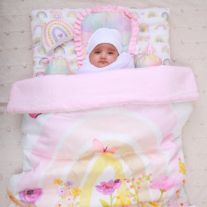 Alcazie 6 Pc Organic New Born Bed Set - Rainbow Dreams