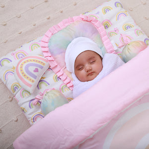 Alcazie 5 Pc Organic New Born Bed Set - Rainbow Dreams