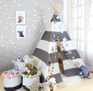 Alcazie Tent/Tepee - Grey and White Striped