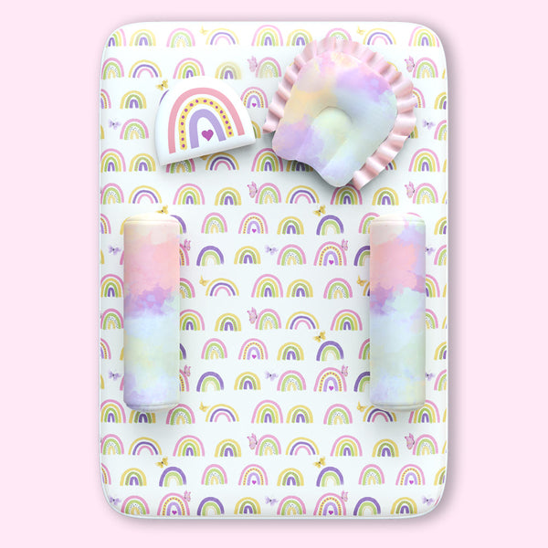 Alcazie 5 Pc Organic New Born Bed Set - Rainbow Dreams