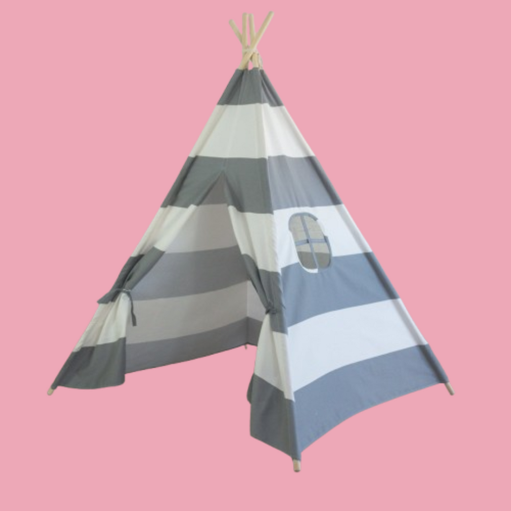 Alcazie Tent/Tepee - Grey and White Striped