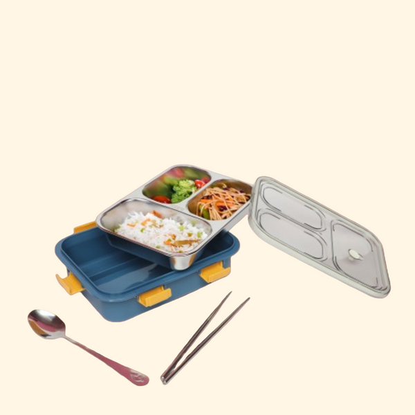 Alcazie 3 Compartment Stainless Steel Lunch Box - Kids Park