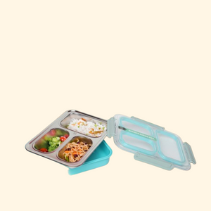 Alcazie 304 Stainless Steel 3-Compartment Lunch Box - Kids Park