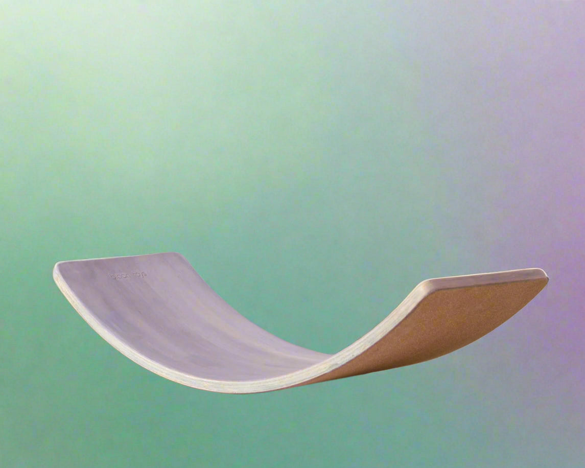 Wooden wavy chair on a beige background