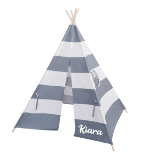 Alcazie Tent/Tepee - Grey and White Striped