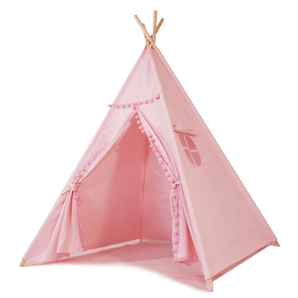 Alcazie Tent/Tepee - Pink with Pom Poms