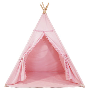 Alcazie Tent/Tepee - Pink with Pom Poms