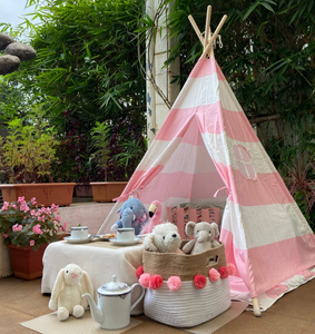 Alcazie Tent/Tepee - Pink and White Striped