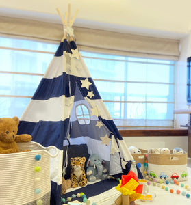 Alcazie Tent/Tepee - Blue and White Striped